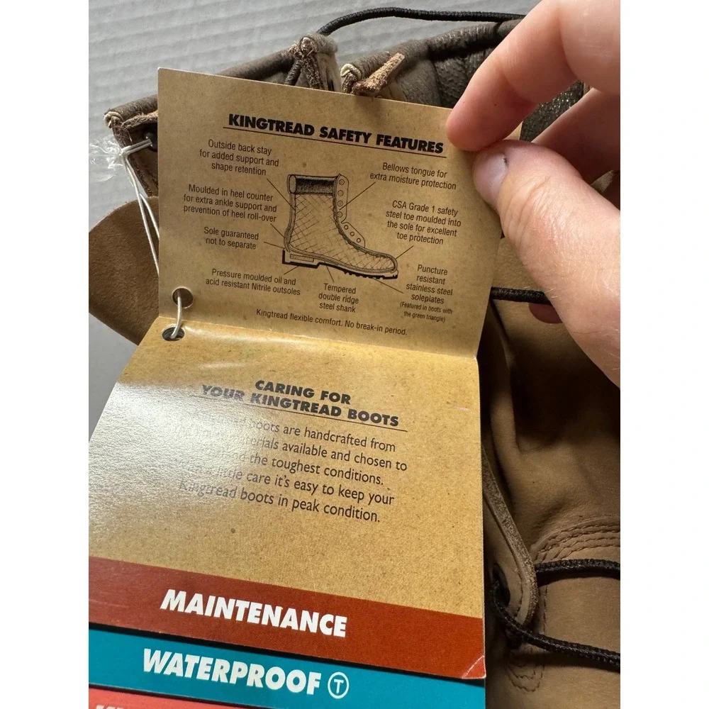 Kaufman Black Diamond Kingtread Work Boots Tan Leather Waterproof CSA Mens 7